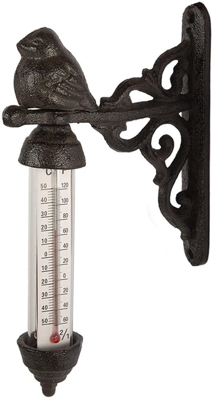 Clayre & Eef Thermometer Buiten 3x11x16 cm Bruin Metaal