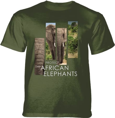 T-shirt Protect African Elephant Split Portrait Green S