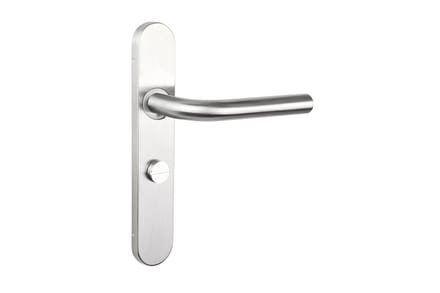 Lavuzo deurkruk Oristano RVS met afgerond schild WC63/8 badkamersluiting | Per set | Deurklink met schild