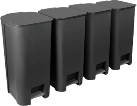 Practic - Set van 4 afvalbakken - 4x40l - pedaalemmer - Grafiet