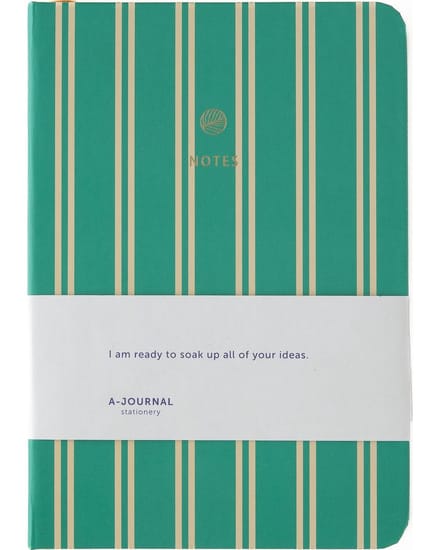 A-Journal - Notitieboek - A6 - Groen gestreept - Gelinieerd