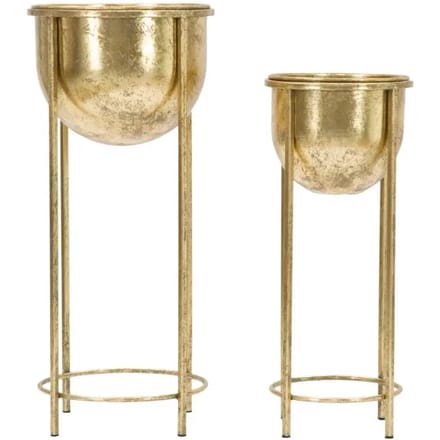 Gouden plantenstandaards met uittrekbare potjes