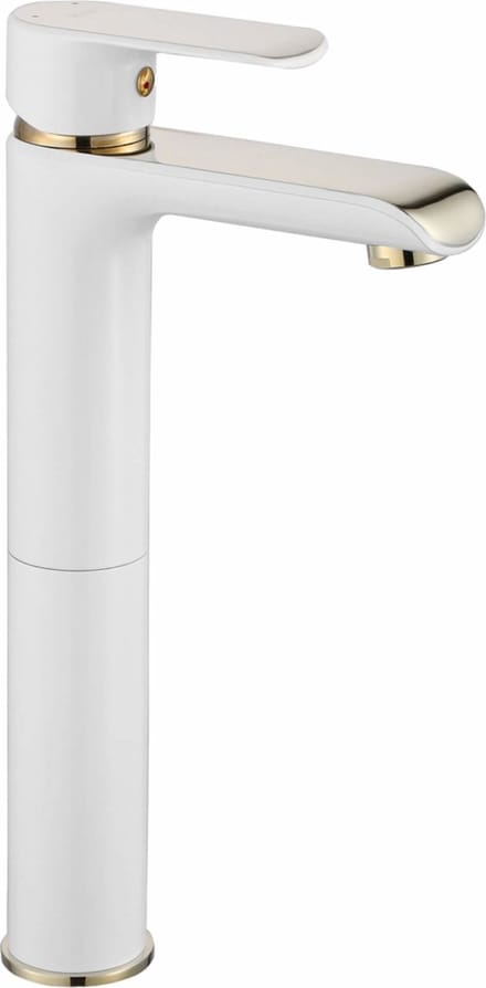 Rea Bloom White/Gold High - Wastafelkraan - Wit/Goud