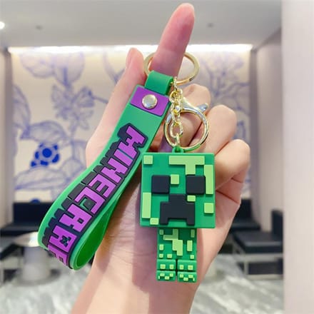 Minecraft PVC Sleutelhanger Kinderen Silicone Tas Wissel Opbergtas Sleutelhanger blue