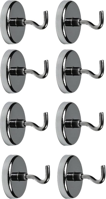 Benson Ophanghaakjes - 8x - magnetisch - ovaal - zilver - D3,6 cm