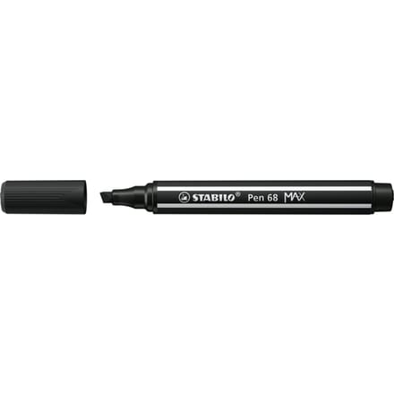 STABILO Pen 68 MAX - Fibre-tip Pen with Thick Chisel Tip - Black