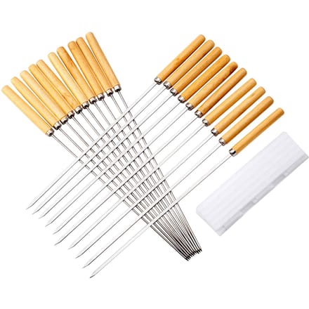 20PCS Barbecue Spies Grillen Kabob Herbruikbare Metalen Spiesen Zware Roestvrijstalen BBQ Shish zilver