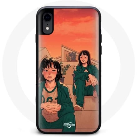 Coque - Maniacase - Iphone X - Souple - Noir - Squid Game