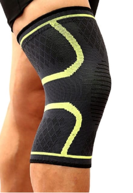 New Age Devi - Kniebrace Kniebandage - Zwart / Geel - maat M