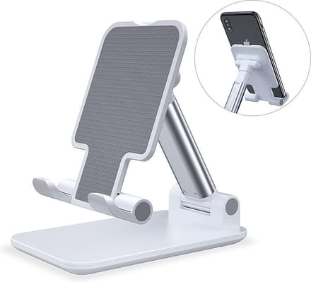 Telefoon & Tablet Houder LB-504 - Bureau | iPad / iPhone  / Samsung Tafel Standaard | Wit | in hoogte verstelbaar
