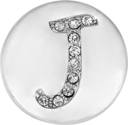 Quiges - Dames Click Button Drukknoop 18mm Alfabet J - EBCM154