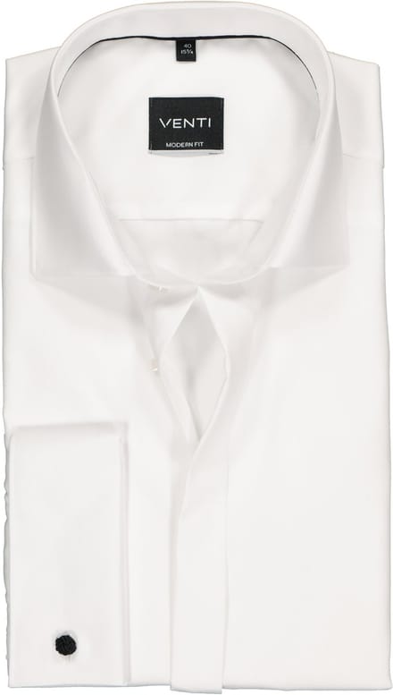 VENTI modern fit overhemd - mouwlengte 72 cm - dubbele manchet - wit