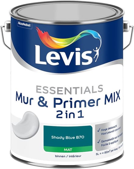 Levis - Essentials Mur & Primer Mix - Shady Blue B70 - Mengverf - 5 L