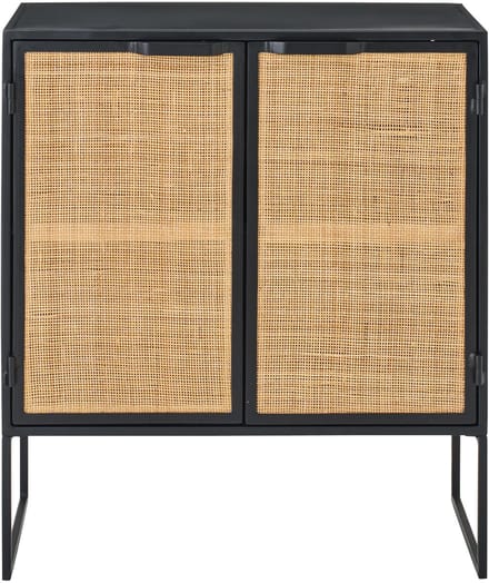 J-Line kast Rieten Panelen - hout - zwart/naturel