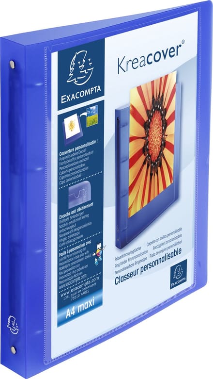 Exacompta 12x Kreacover Ringband Chromaline PP 10/10de met 4 ringen van 30mm - A4 maxi - Blauw - 51562E