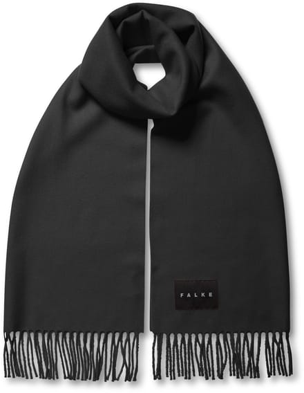 FALKE Basic Stola With Fringes sneldrogend warm wol wintersjaal unisex zwart - maat ONESIZE