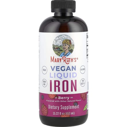 MaryRuth's, Fer liquide végétalien, 4 ans et plus, baies, 15,22 fl oz (450ml)