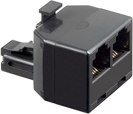 RJ12 (m) - 2x RJ12 (v) telefoon splitter / zwart