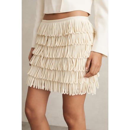 Reiss Bobbi Fringe Mini Ivory Größe: 16 | Miniröcke Outlet | Damen | Weiß