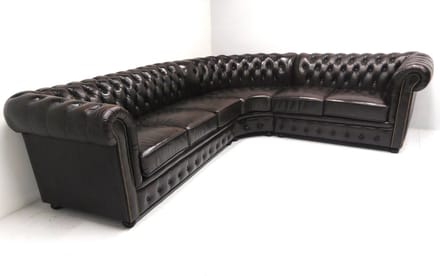 Chesterfield hoekbank "SPRINGFIELD" - 3 hoek 2 zits - Handwish leder Brown