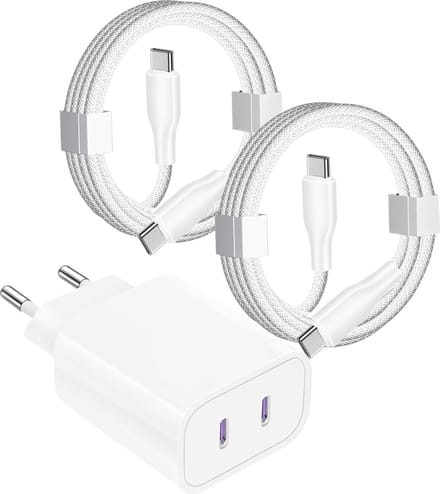 Snel Oplader geschikt voor Samsung - Dual Snellader met USB-C Kabels 3 Meter