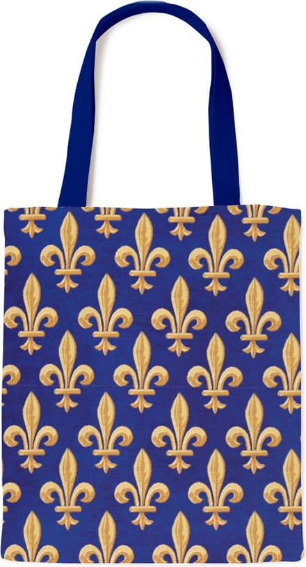 Luxe katoenen tas, gevoerd, Fleur de Lys