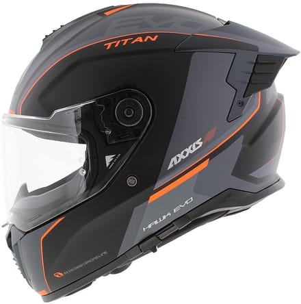 Axxis Hawk SV Evo Integraal helm Titan B4 mat zwart oranje grijs