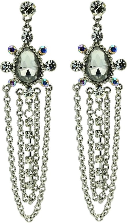 Behave - Oorhangers met ketting en witte steen - feestelijke eyecatcher