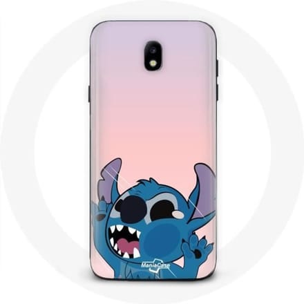 Coque pour Samsung Galaxy J7 2017 Stitch le Nez en l'air fond rose