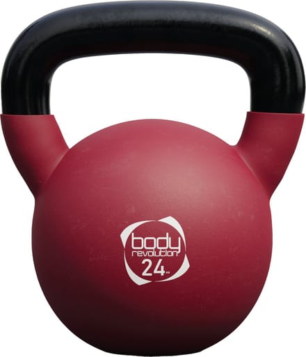 Neopreen-coated kettlebell - bordeauxrood - 24 kg - gelast handvat
