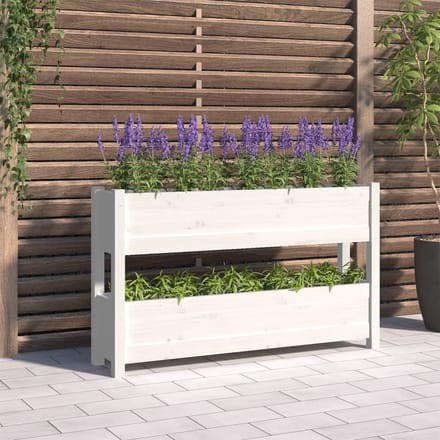 vidaXL - Plantenbak - 112x25x66 - cm - massief - grenenhout - wit
