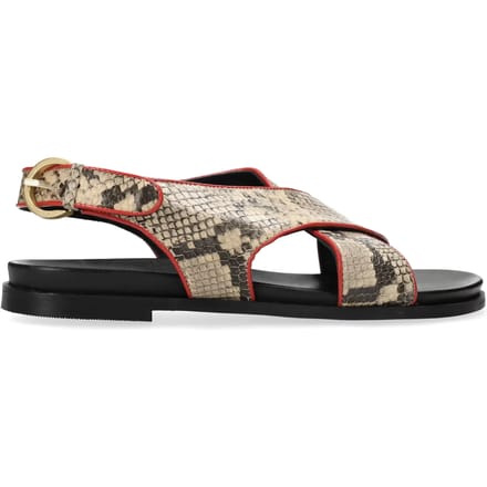 Fred De La Bretoniere - Greedy Cross Sandaal Snake Zwart/beige - Maat 40