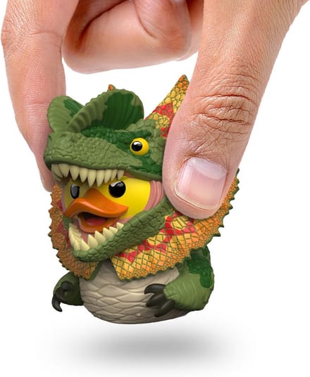 Mini Rubberen Eend Figuur Jurassische Wereld Dilophosaurus Cosplay Verzamelobject