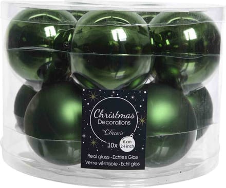 Kerstballen set 10-delig | glas | dennengroen | 6cm