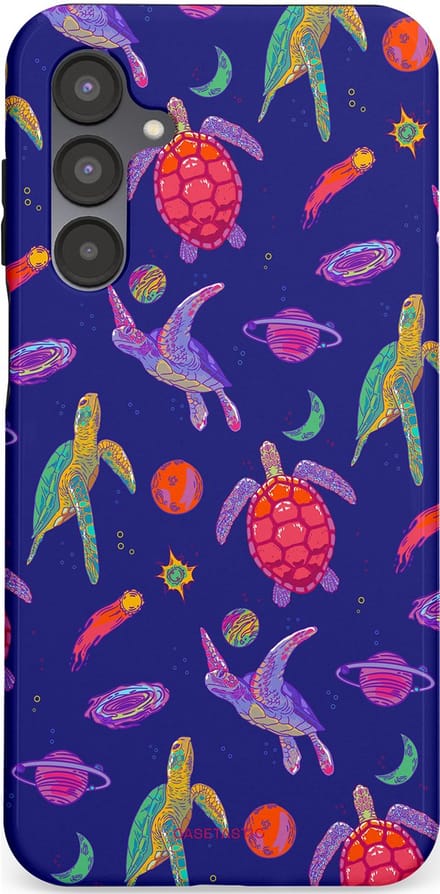 Casetastic hoesje geschikt voor Samsung Galaxy A16 - Dubbellaagse bescherming - Kosmische schildpad - Fashion Case - Donkerblauw Lavendel