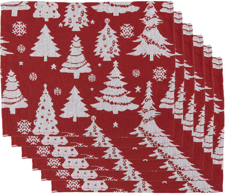 Clayre & Eef Placemats Set van 6 33x45 cm Rood Polyester
