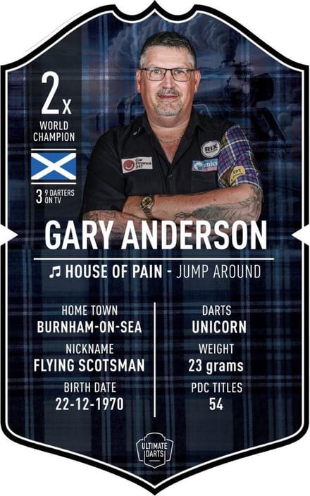 Ultimate Darts Card Gary Anderson - Darts