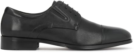 Black leather shoes men's derby with toe cap nose