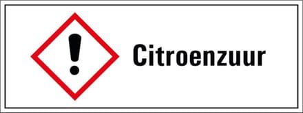 Citroenzuur GHS tekststicker 280 x 105 mm
