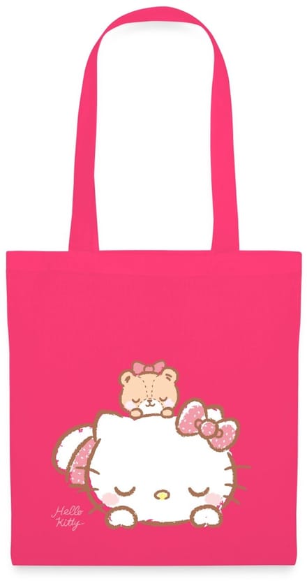 Hello Kitty Met Teddy Op Haar Rug Tas Van Stof Schoudertas