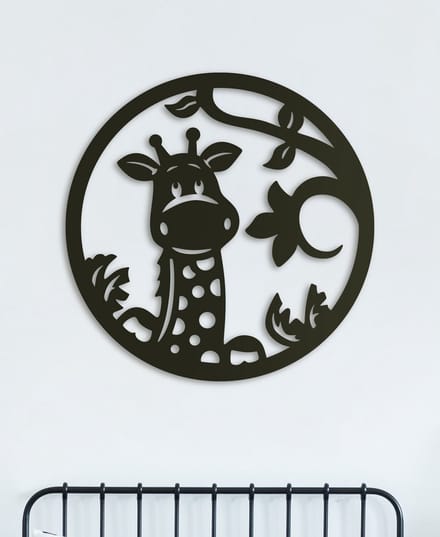 Wanddecoratie Kinderen | Giraffe rond - L (60x60cm)