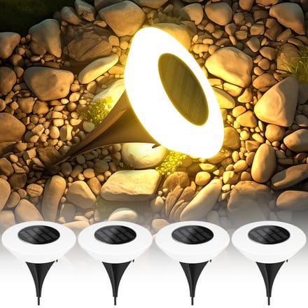 SHENZHITECH 1/4Pack Solar Ground Lights, 14LED Waterdichte Outdoor Landschap Licht, LED Gazon Lamp, voor Tuin Pathway Yard Deck Camping Decor