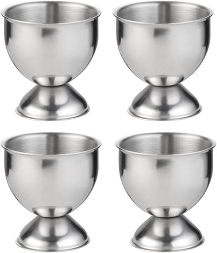 Eierhouders Set - Eierbakjes - Ontbijt Serveren - Stapelbaar Ontwerp - 4 Stuks - Zilver