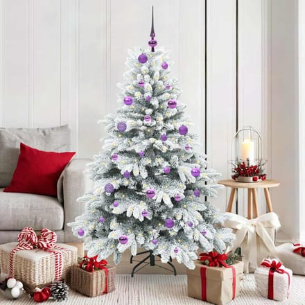 vidaXL - Kunstkerstboom - met - 150 - LED - met - standaard - Wit - 150 - cm - PE - en - PVC