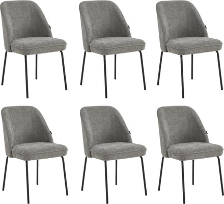 Colenis® - Julia Eetkamerstoel - Set Van 6 - Grijs - Linnen Stof - Industrieel - Design