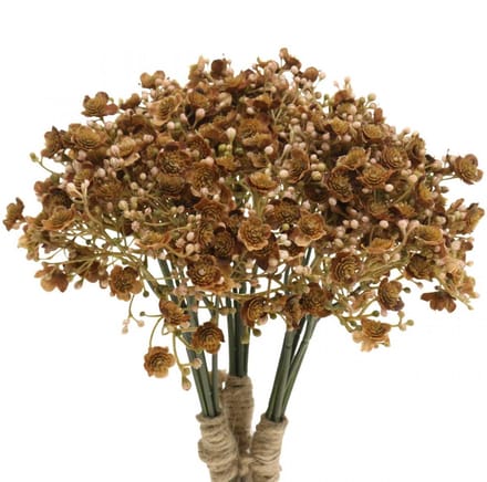 Gypsophila kunstbruin voor herfstboeket 29.5cm 18p, 18 stuks