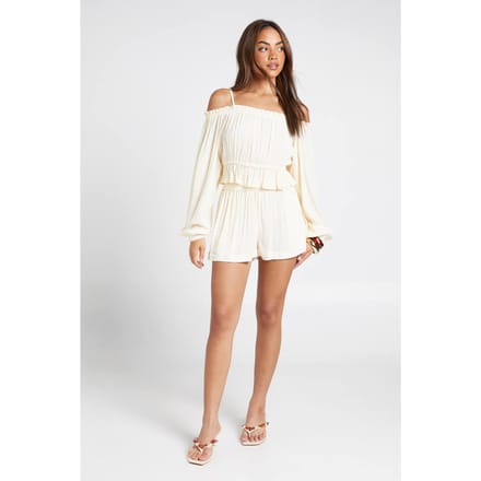boohoo Dames Gestructureerde Strandshort | Ecru | Maat: 40