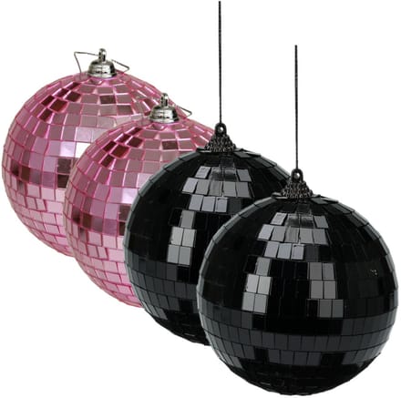 Grote discobal kerstballen - 2x stuks - roze - 10 cm - kunststof