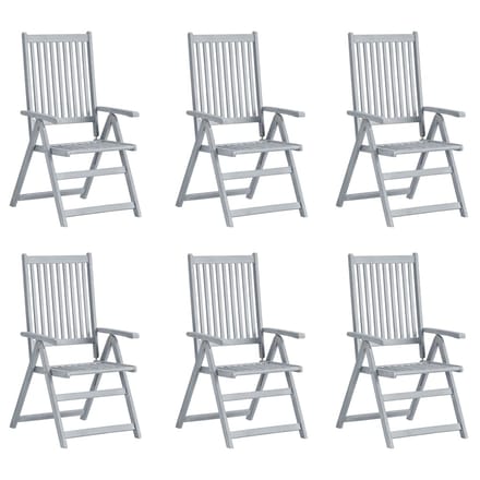 vidaXL - Tuinstoelen - 6 - st - verstelbaar - met - kussens - massief - acaciahout