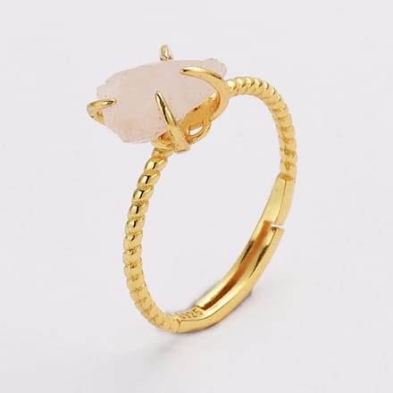 Gouden Ring Dames – Cadeau voor vrouwen – Verstelbare Ring met Rozenkwarts Edelsteen – Starlyte